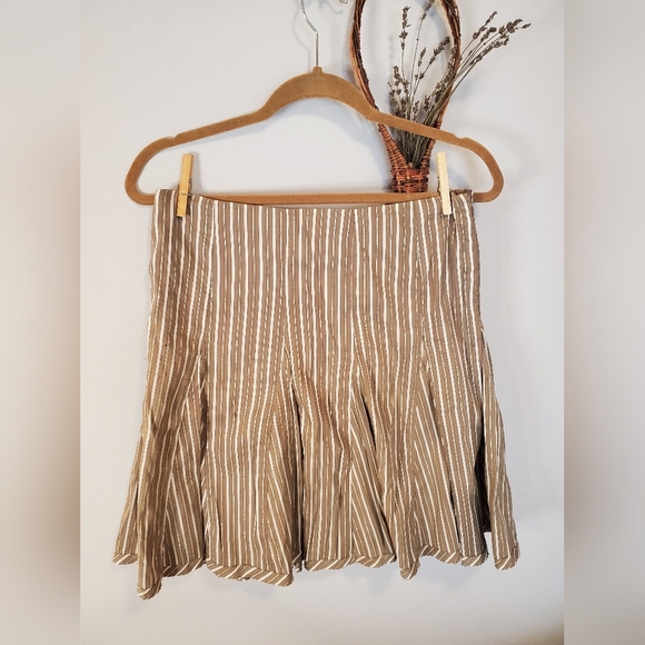 Kenneth Cole Vintage Striped Brown Metallic Skirt - Picture 1 of 13
